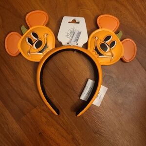 Mickey Mouse Jack-o'-Lantern Halloween Ear Headband for Adults.